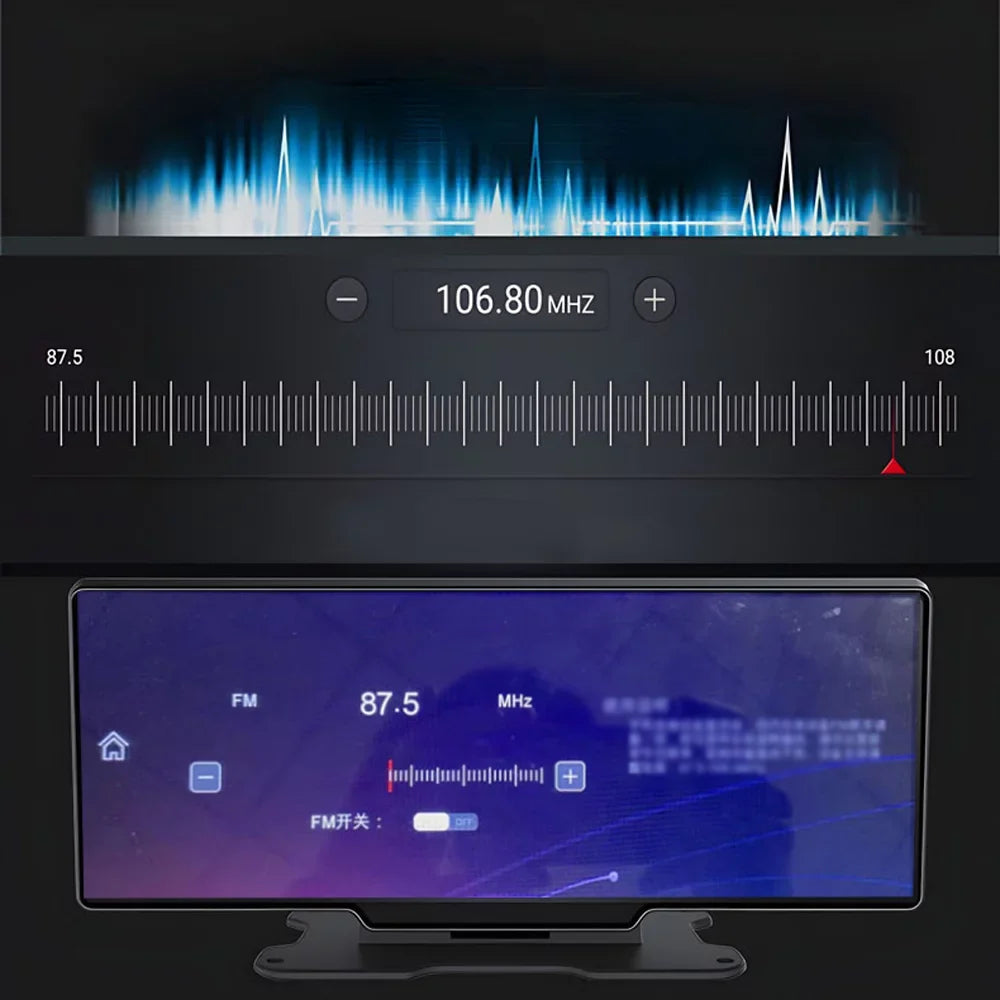 Pristin 4K  Dash Front & Rear Driving Recorder 10.26 Inch Touchscreen, WiFi, G-Sensing, Loop Recording, Hands-Free Calling Essential Dash Camera for Carplay Android Auto
