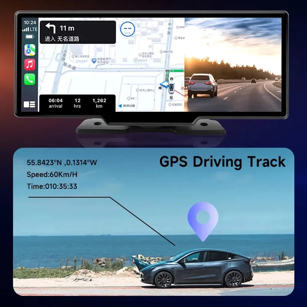 Masslatie 10.26 Inch Dash Cam Carplay & Android Auto   Navigation Video Dashboard Mirror Monitor Car ,No Front camera