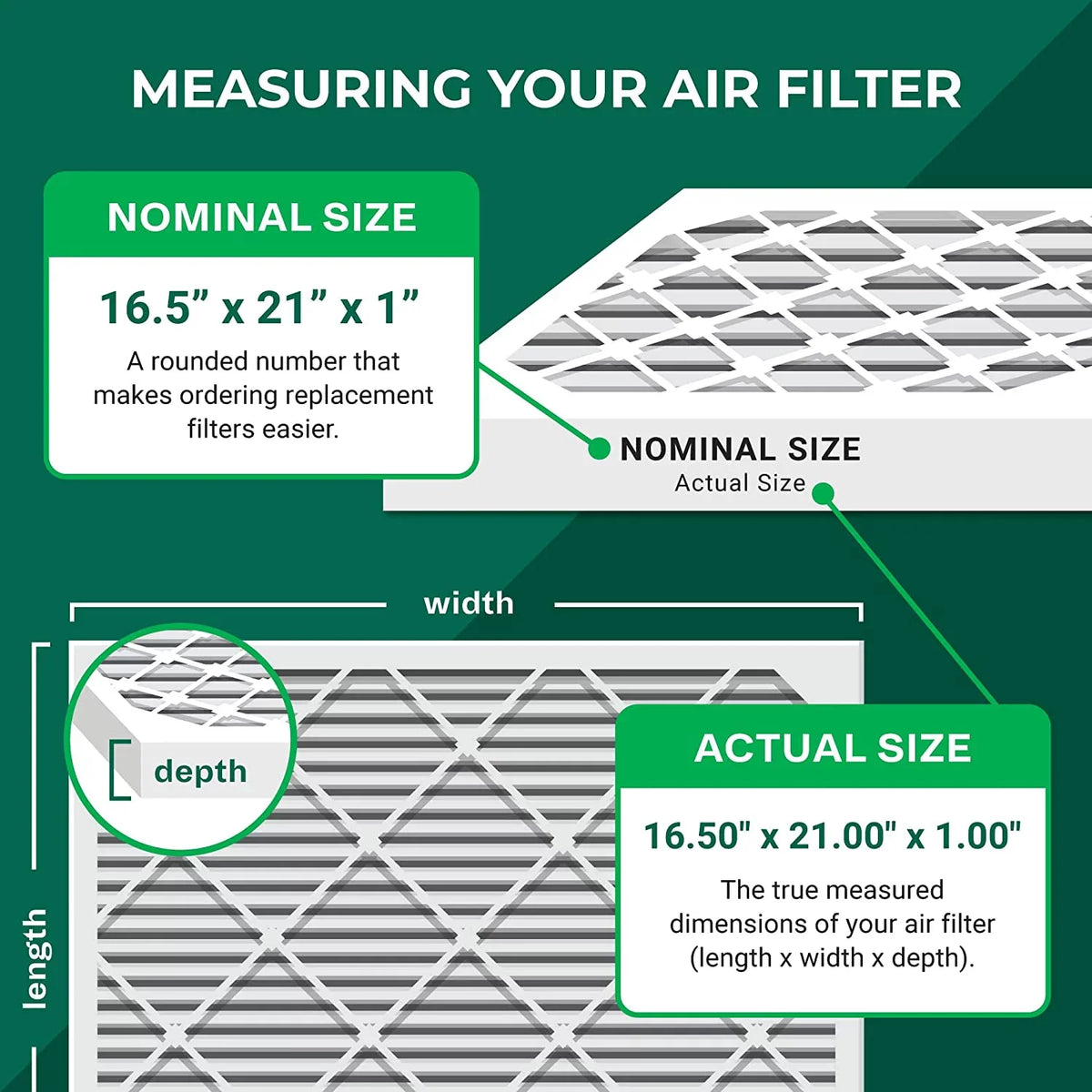Filterbuy 16.5x21x1  8 Pleated   Furnace Air Filters (2-Pack)