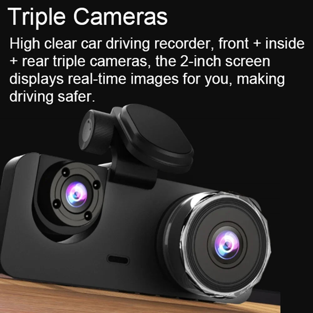 Dazzduo Support Dashcam Motion 1080 P  Driving Camera Dash Recording  Screen 1080 2 Camera-B Loop & 1080 2  Detection One-Key 2 Inch Night-Vision , Rear Front Recorder Lock  Inside