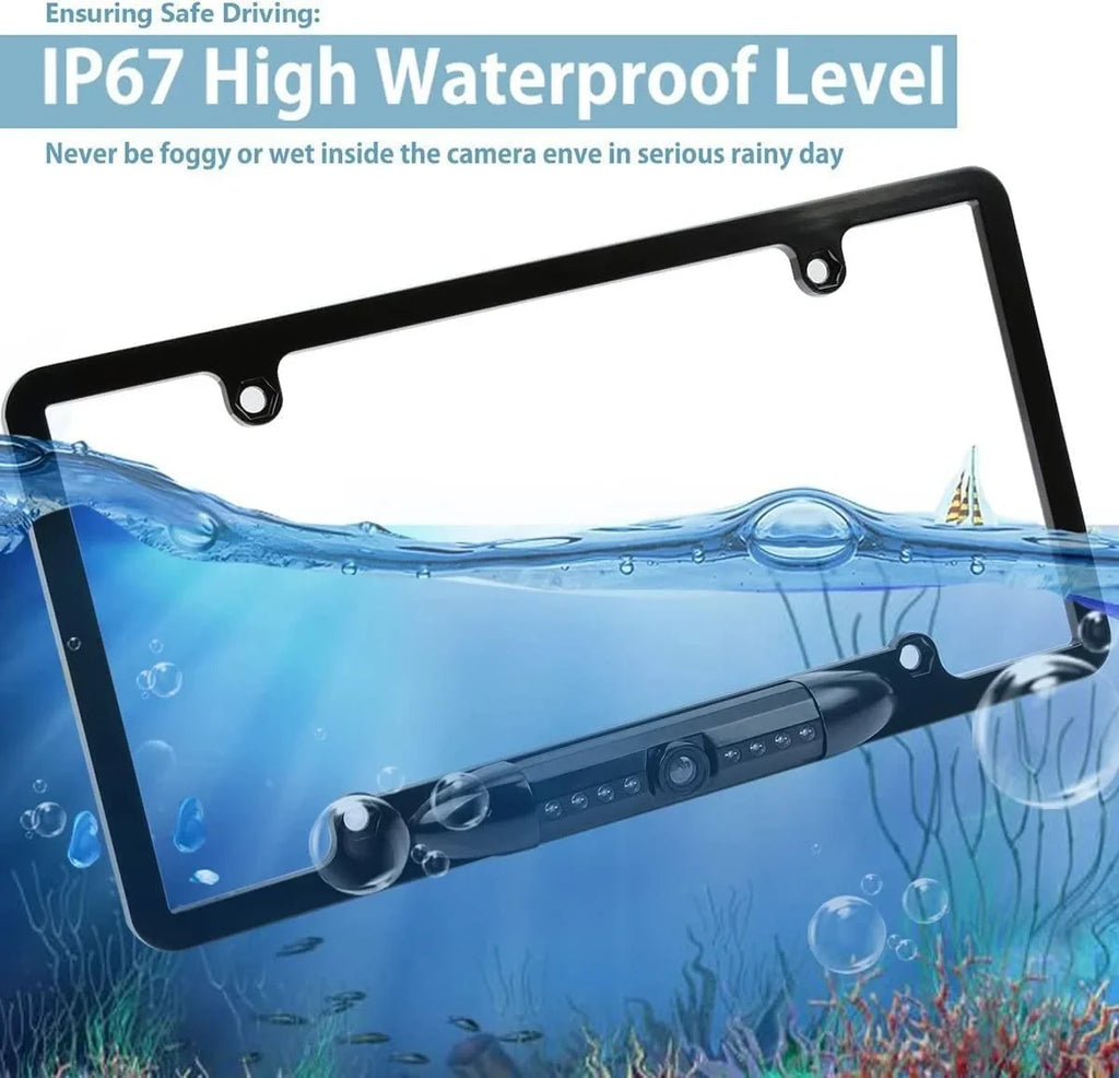 CAM115 Backup Camera Frame License Plate Compatible with Clarion, Dual, , Jensen, Stinger, Pioneer, SoundStream, Sony, Kenwood, , Rockford Fosgate,