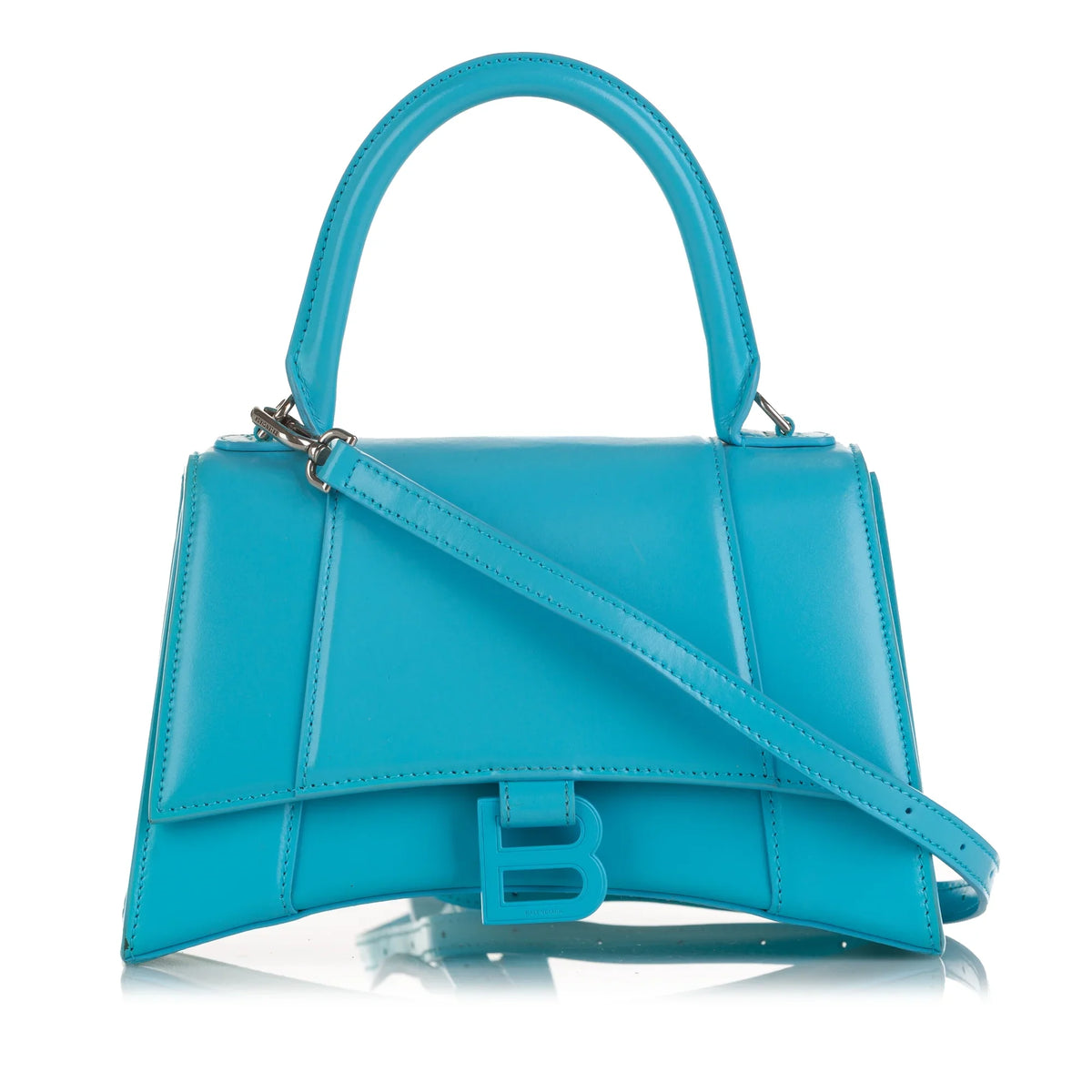 Pre-Owned Authenticated Balenciaga Hourglass S Satchel Calf Leather Blue Unisex (Good)