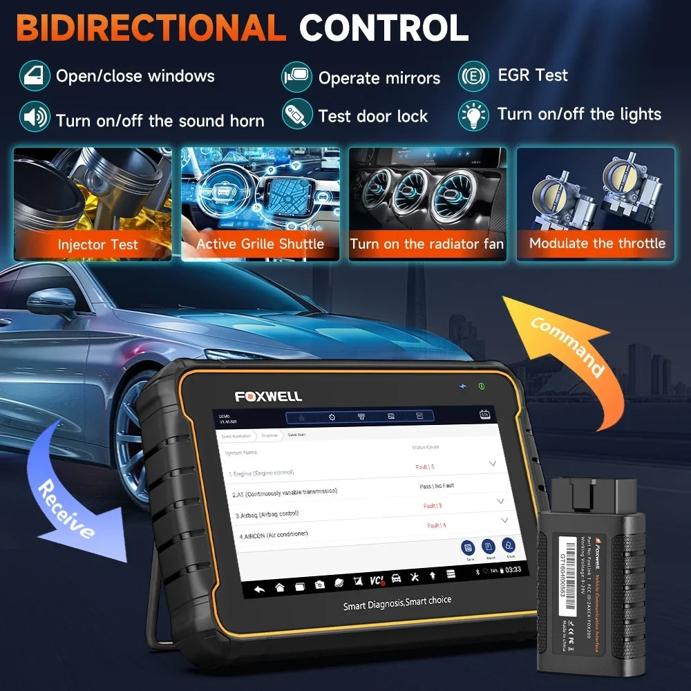 Foxwell GT60  Bluetooth OBD2 Scanner All System Automotive Diagnostic Scan Tool 24 Maintenance Functions  Bleeding Car Code Reader Auto Vin   Scanner Android Scan Tablet 2 Year Free Update