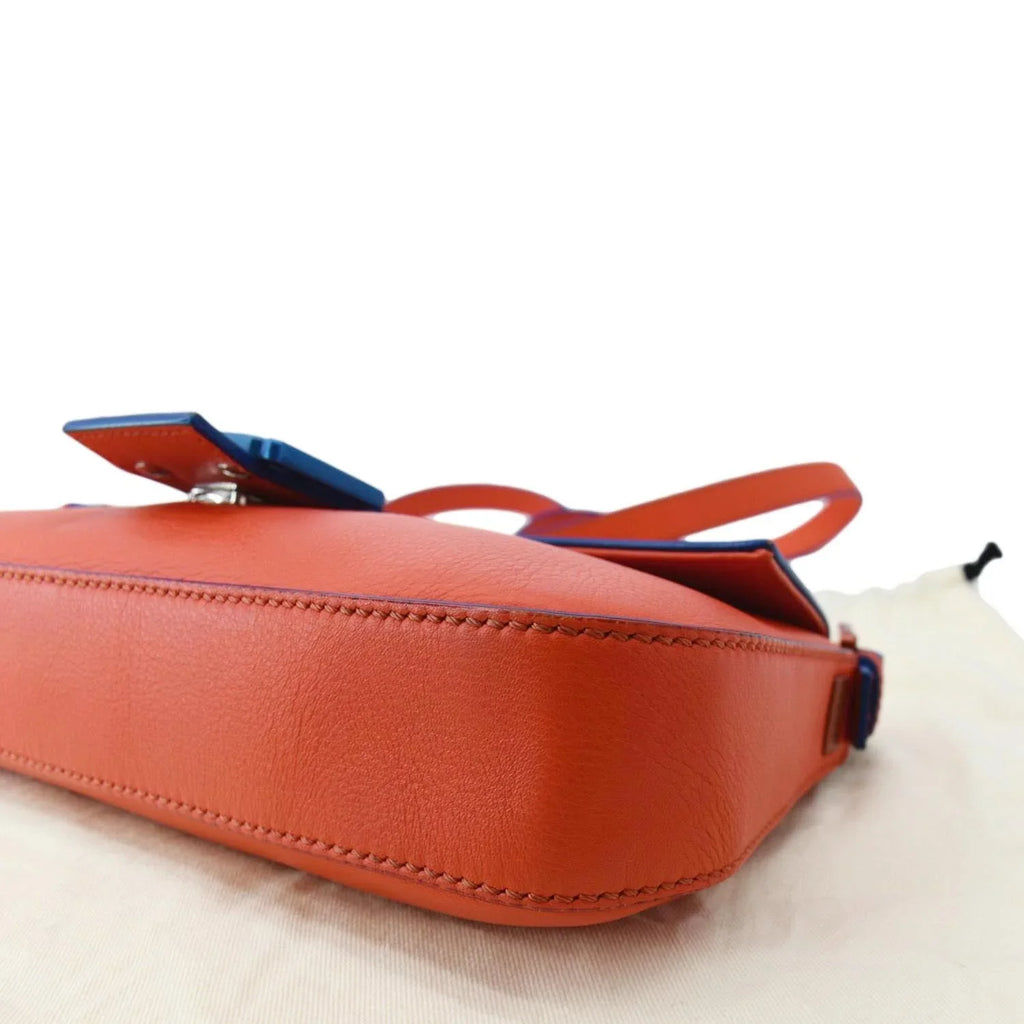 Pre-owned  Monster Eye Baguette Calfskin Leather Crossbody Bag Orange