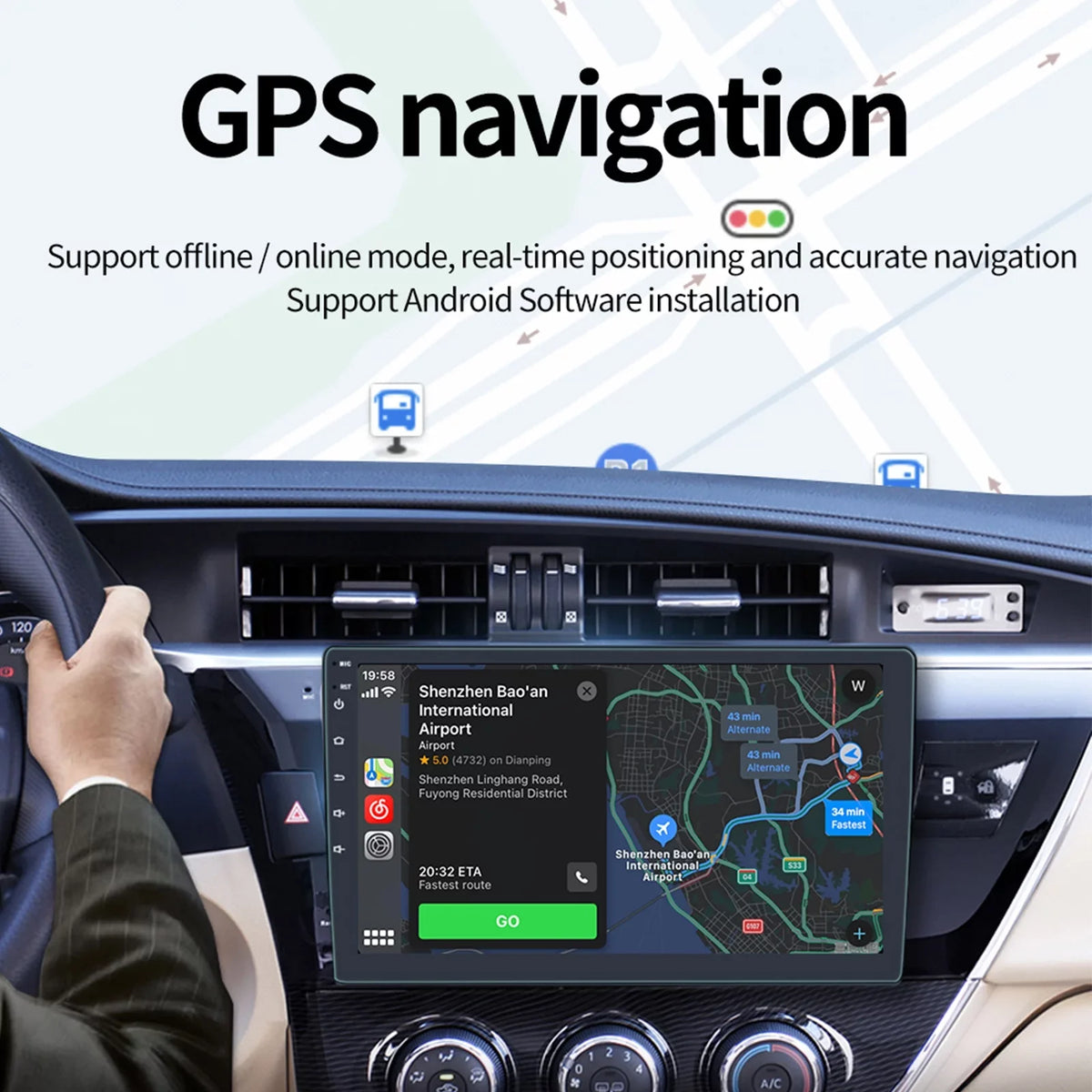 Double Din Car Stereo Radio 10'' Touch Screen Carplay Universal Car Multimedia Player with Bluetooth  Radio Receiver Mirror Link（1+16G）