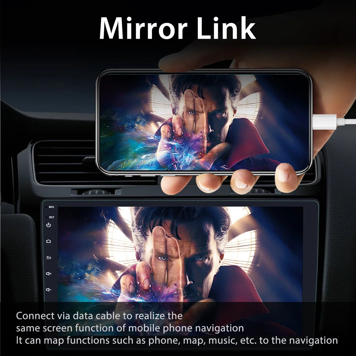 Double Din Car Stereo Radio 10'' Touch Screen Carplay Universal Car Multimedia Player with Bluetooth  Radio Receiver Mirror Link（1+16G）