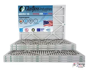 Glasfloss 20x20x1 -  10 -Qty:6 - Furnace Air Filter - Made in  (Actual Size: 19.5 x 19.5x7/8 inch)