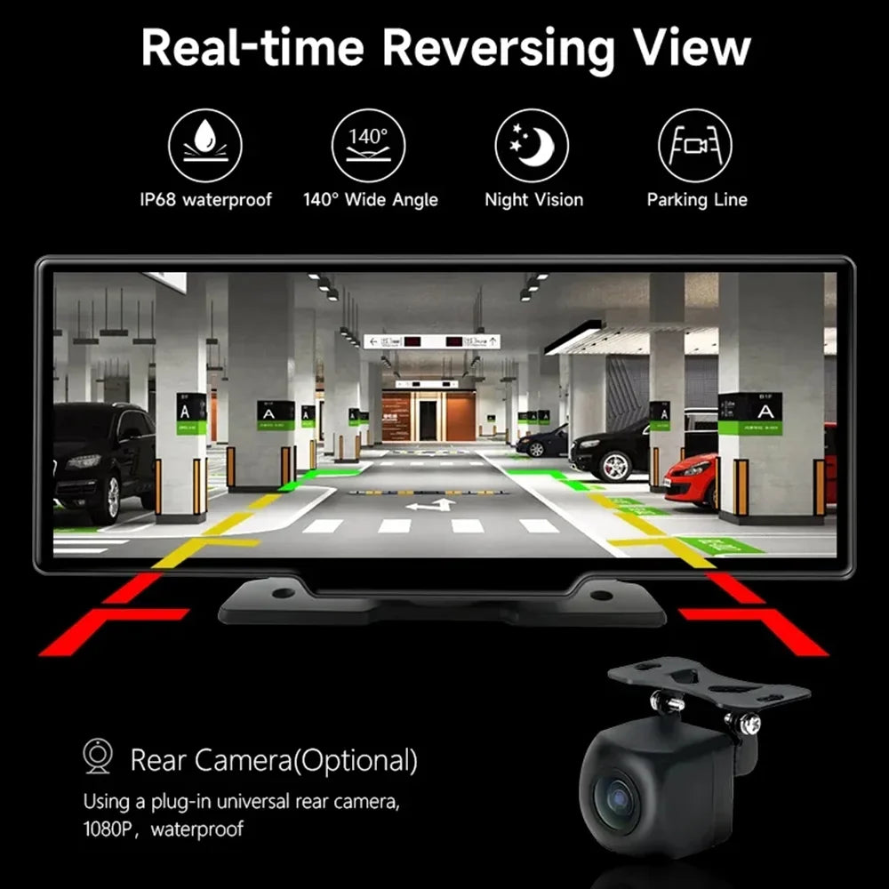 Masslatie 10.26 Inch Dash Cam Carplay & Android Auto   Navigation Video Dashboard Mirror Monitor Car ,No Front camera