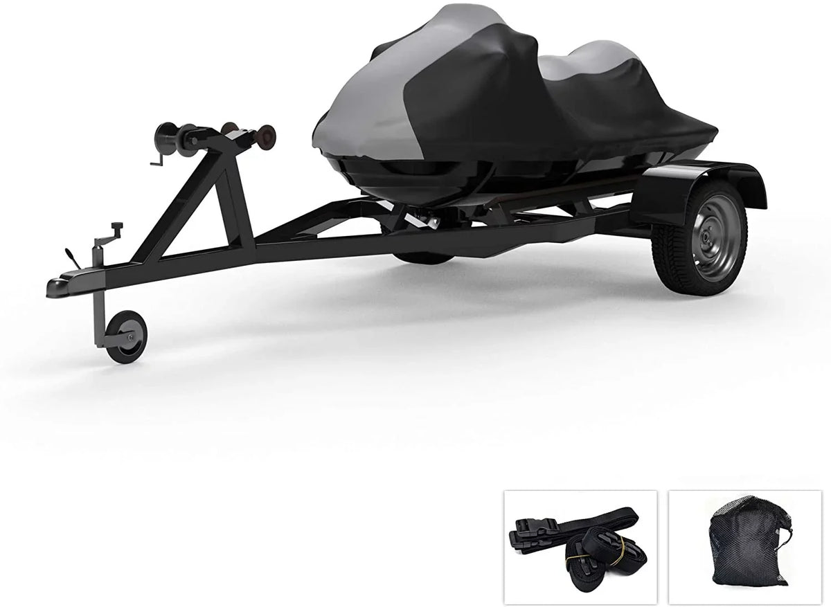 Weatherproof Jet Ski Covers for Yamaha Wave Runner  760 1997-2000 - Gray/Black Color - All Weather - Trailerable - Protects from Rain, Sun, and More! Includes Trailer Straps and Storage Bag