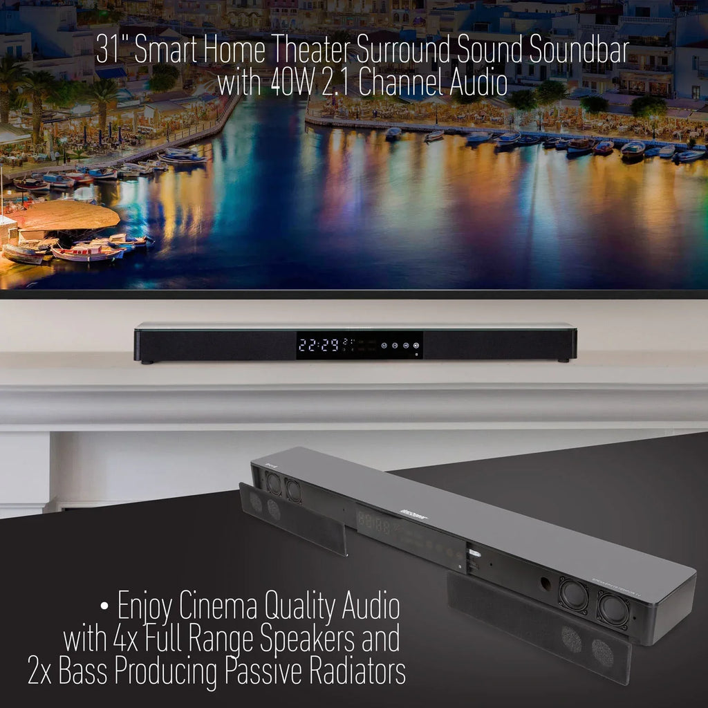 Deco Gear Home Theater Surround Sound 31" Soundbar 2.1  Audio Wireless Bluetooth  (PA30W) - ( )
