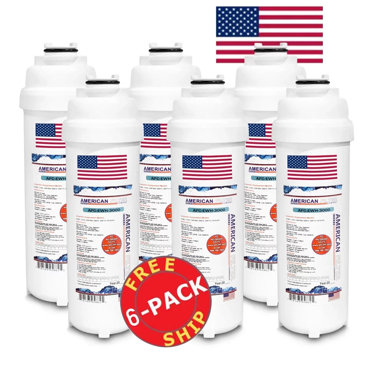 Brand , Water Filters , Model # --3000 , Compatible with WaterSentry® LZSTLG8WSLK - 6 Pack - Made in U.S.A.