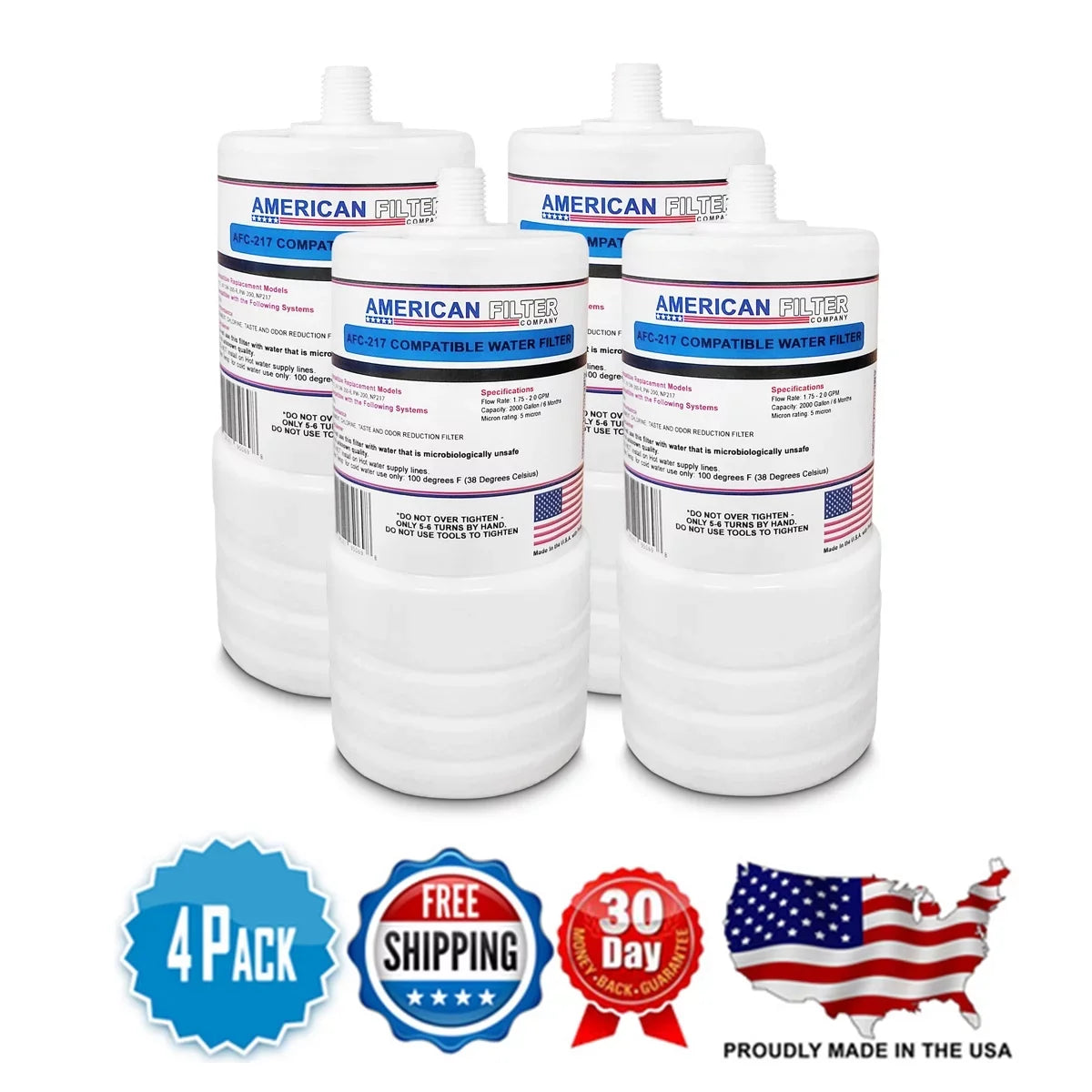 Brand , Water Filter Cartridge , Model # --217 , Compatible with 3M® CFS217-H - 4 Pack - Made in U.S.A.