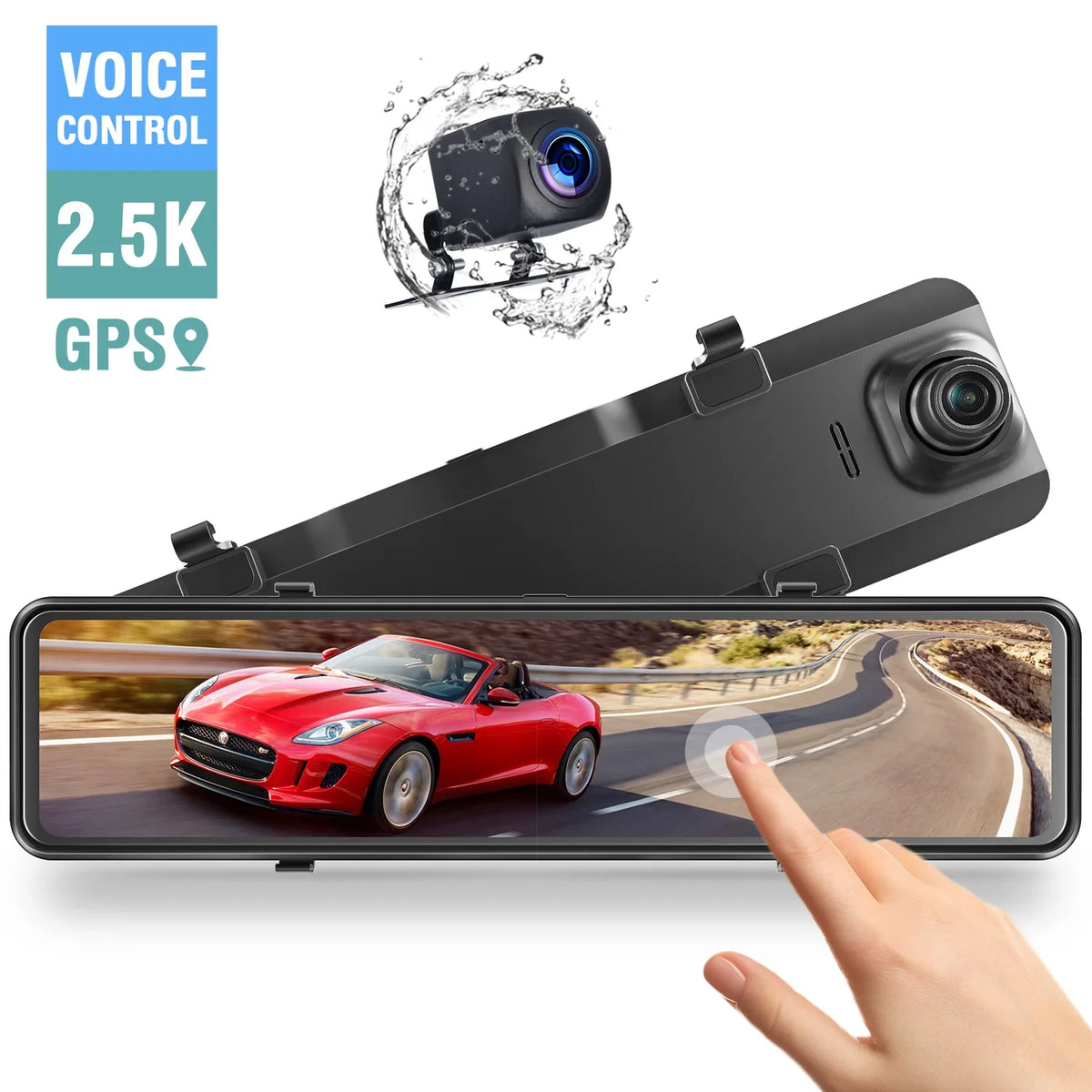 2.5K Mirror Dash Cam for Car, Dual Dash Camera Front and Rear 10" Full Touch Screen, Rear View Mirror Camera, 1080P Waterproof Reverse Backup Camera, Parking Assist, Loop Recording, G-Sensor