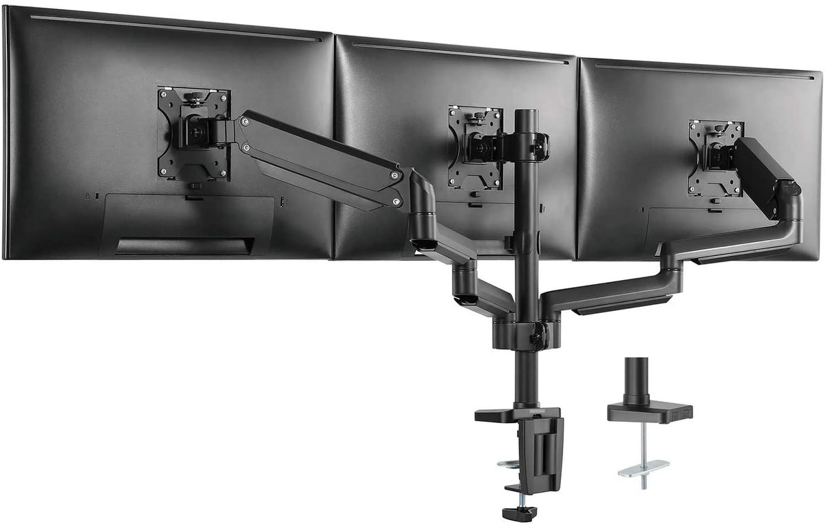 Premium Triple  Monitor Desk Mount Fully Adjustable Gas Spring Stand for Display up to 27 inch, 15.4lbs Weight Capacity