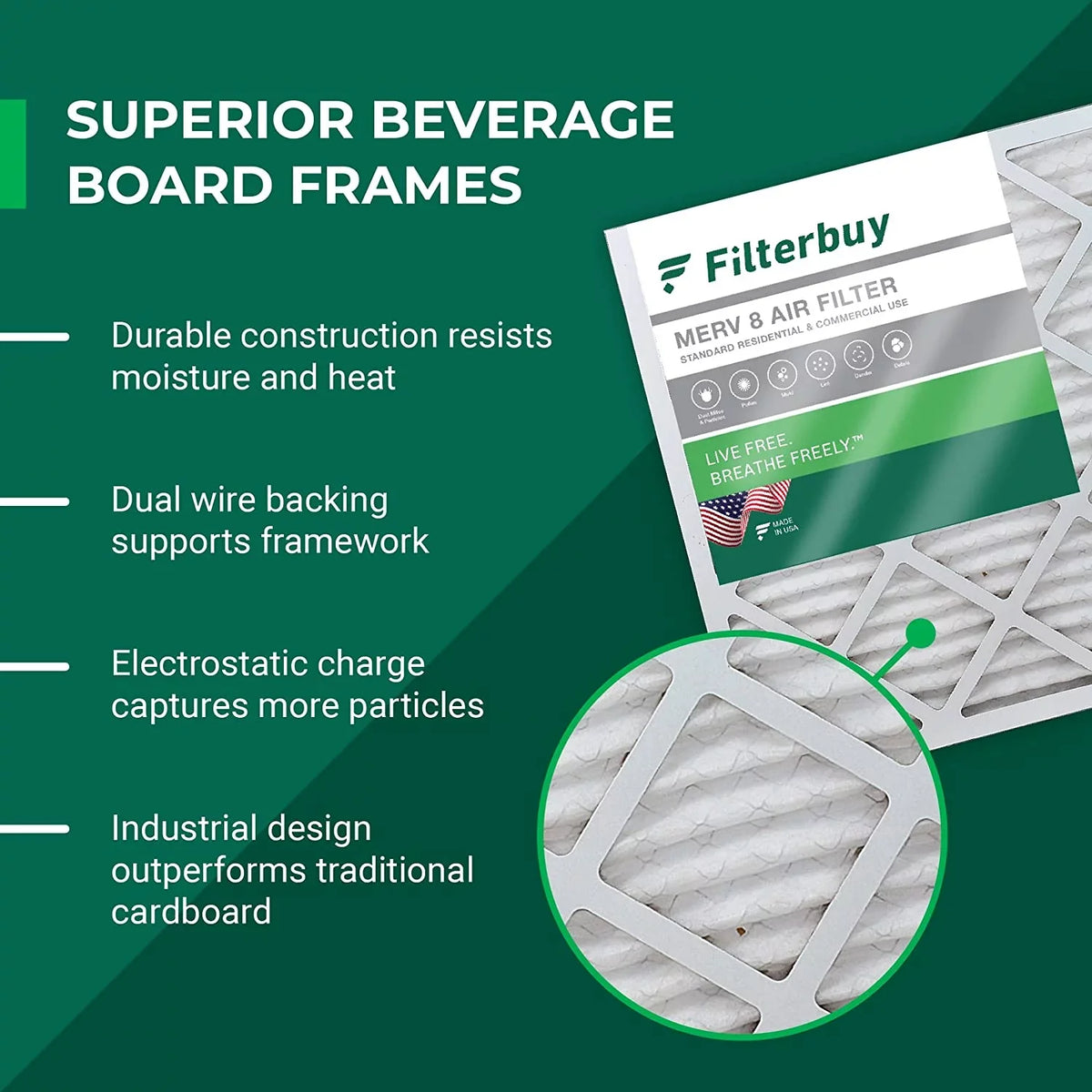 Filterbuy 12x36x1  8 Pleated   Furnace Air Filters (4-Pack)