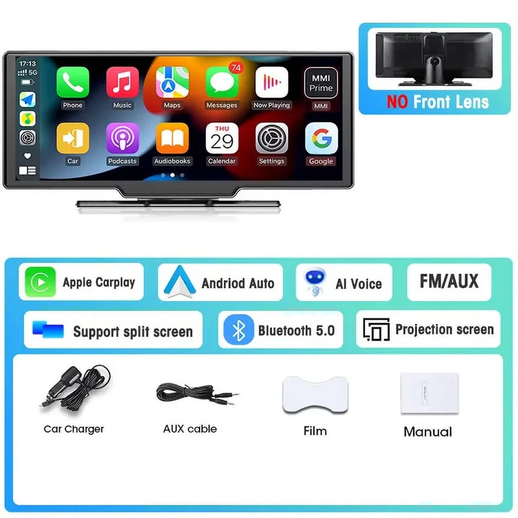 Masslatie 10.26 Inch Dash Cam Carplay & Android Auto   Navigation Video Dashboard Mirror Monitor Car ,No Front camera