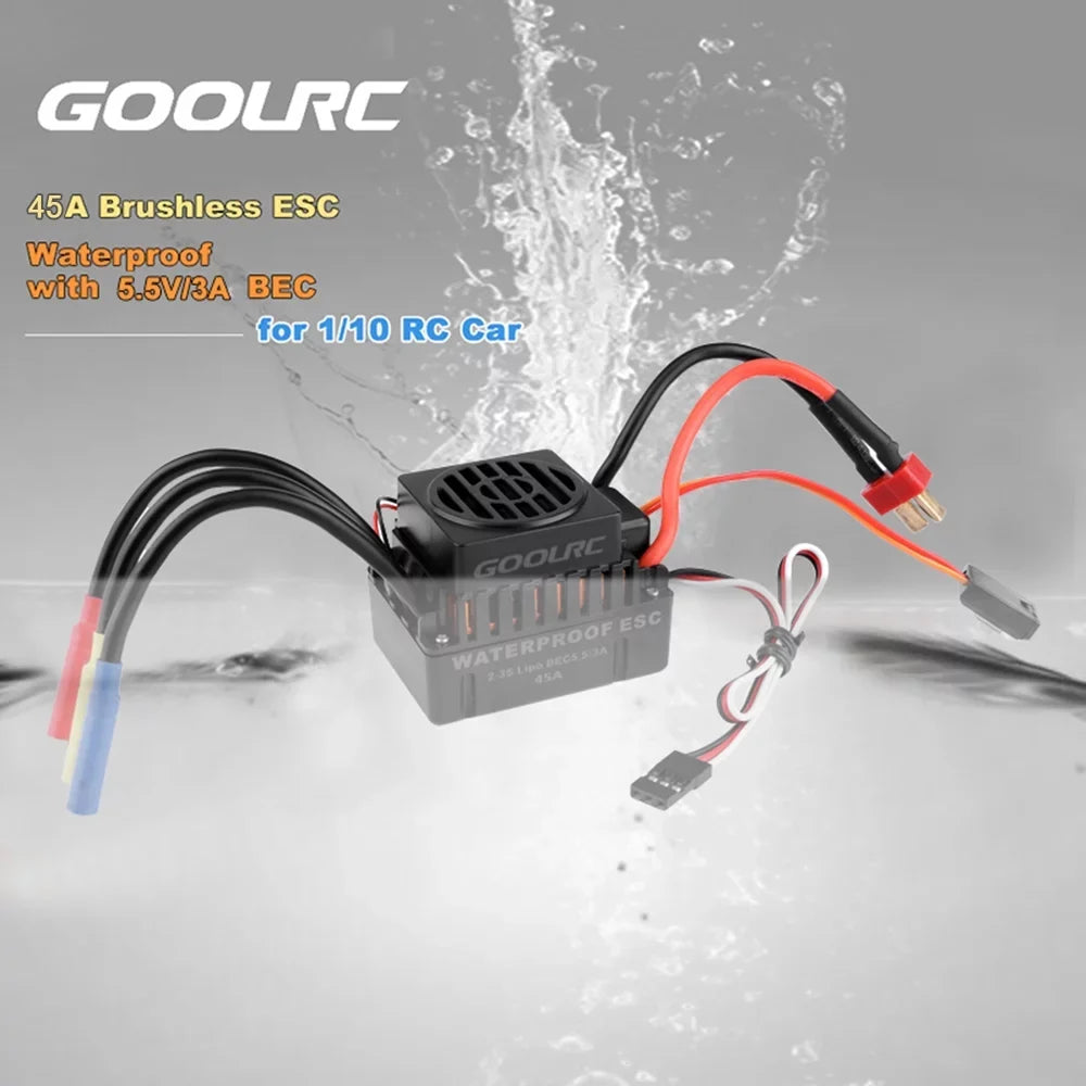 GoolRC Upgrade Waterproof F540 4370KV Brushless Motor with 45A  Combo Set for 110  Car Truck