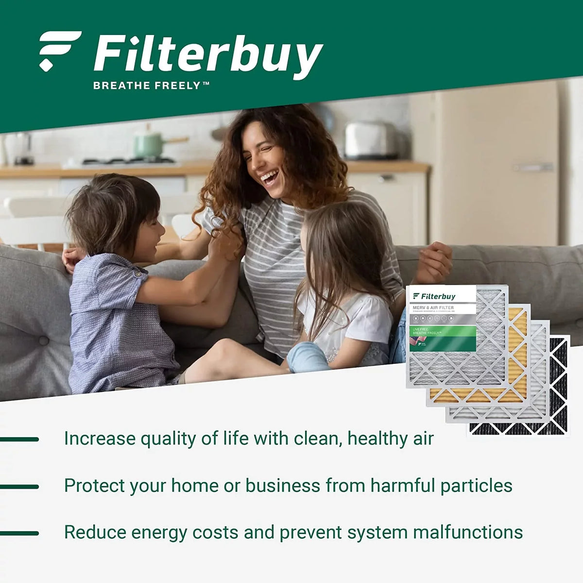 Filterbuy 20x24x1  11 Pleated   Furnace Air Filters (4-Pack)