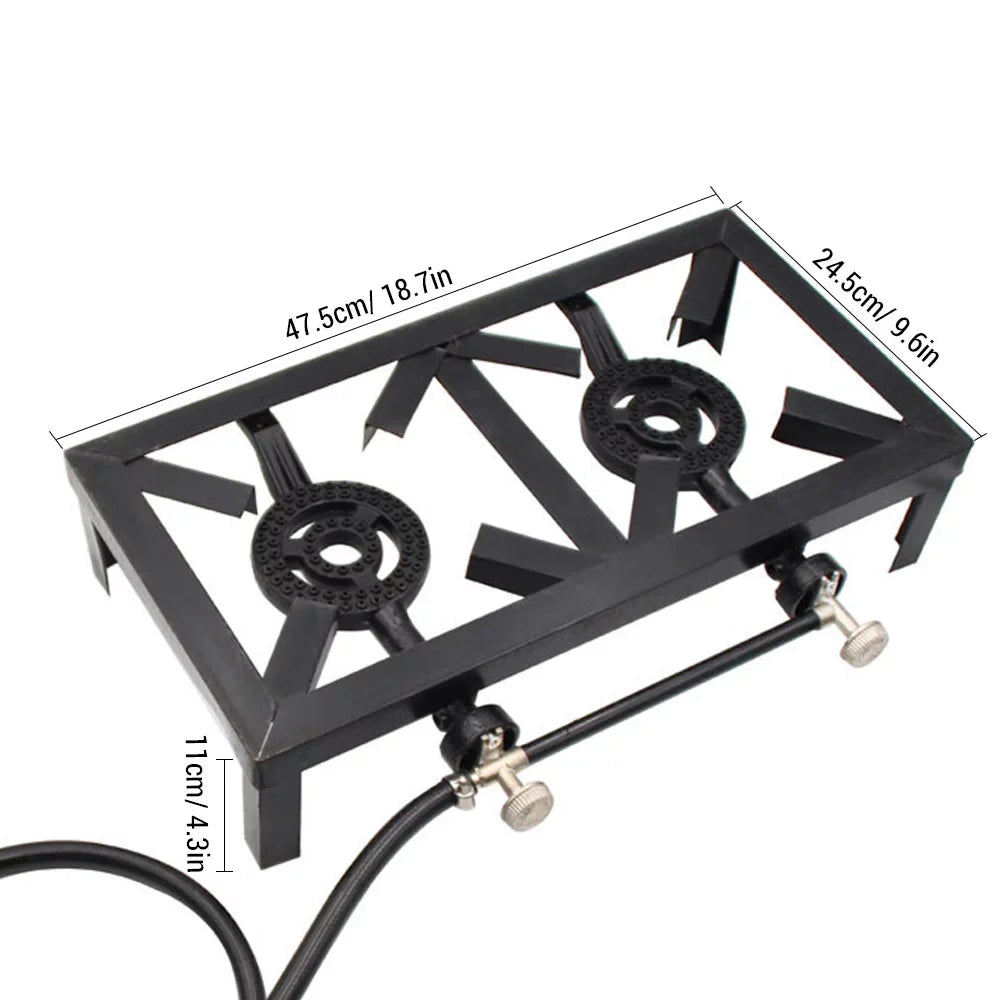 walmeck Propane Gas Double Cast Iron Stove for Patio Camping  Cooking ( Standard)