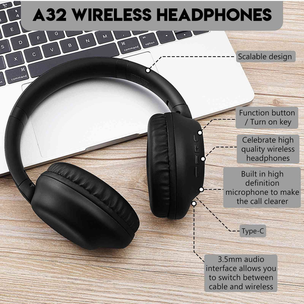 UrbanX UX991 Wireless Bluetooth Stereo Earphones High Resolution Audio Deep Bass Superior Comfort Over The Ear Headphones with Mic for  Desire 825 phone Call Support