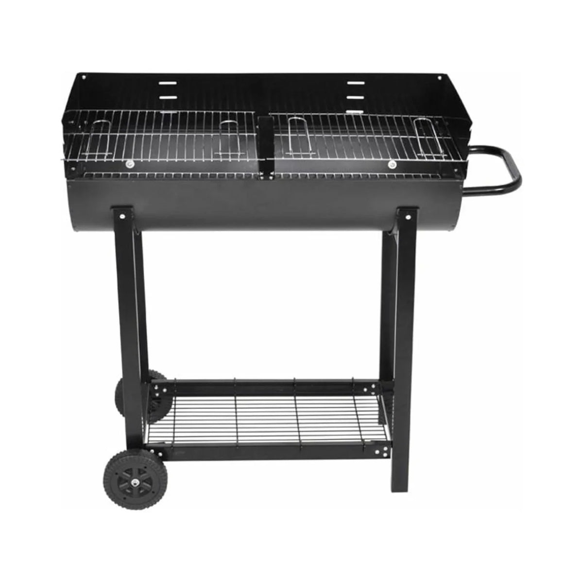 Anself Charcoal  Stand with Lower Shelf and Wheels Steel Barbecue Grill Black for Camping Cooking, Grilling, Smoking, Picnic, Hiking, Party, Garden, Patio 39.4 Inch Length