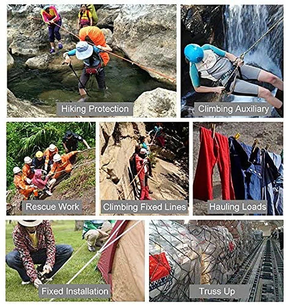 X  Outdoor Climbing Rope 50M(160ft) Static Rock Climbing Rope for Escape Rope Ice Climbing Equipment Fire Rescue Parachute
