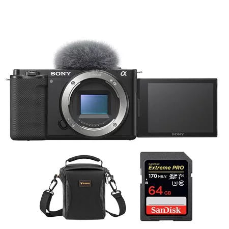 '-E10 Mirrorless Camera Body, Black Bundle with, 64GB  Memory Card, Shoulder Bag
