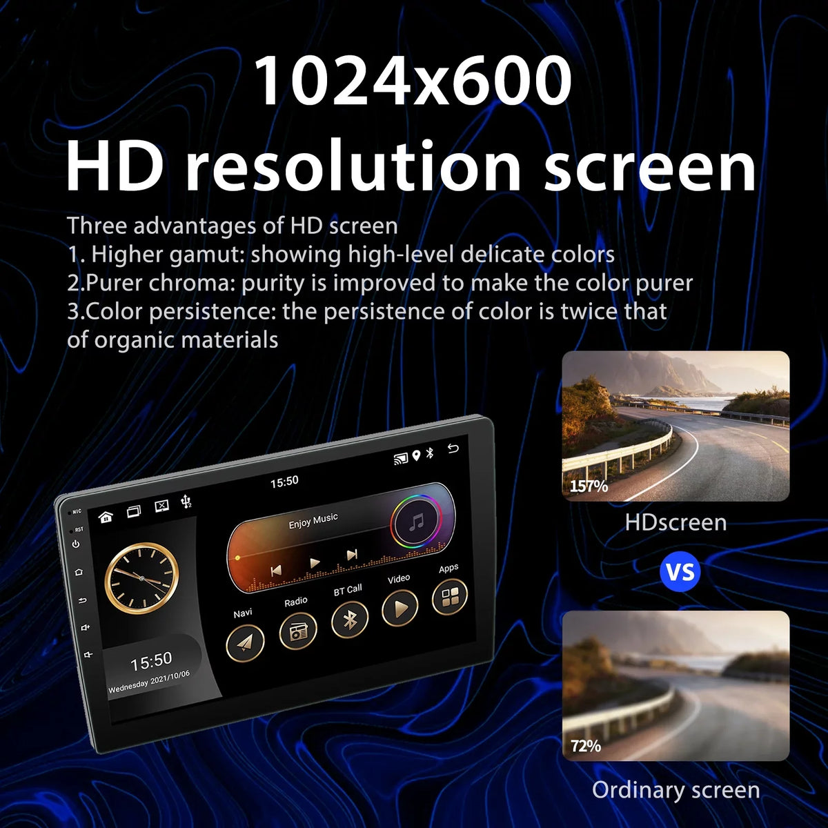 Double Din Car Stereo Radio 10'' Touch Screen Carplay Universal Car Multimedia Player with Bluetooth  Radio Receiver Mirror Link（1+16G）