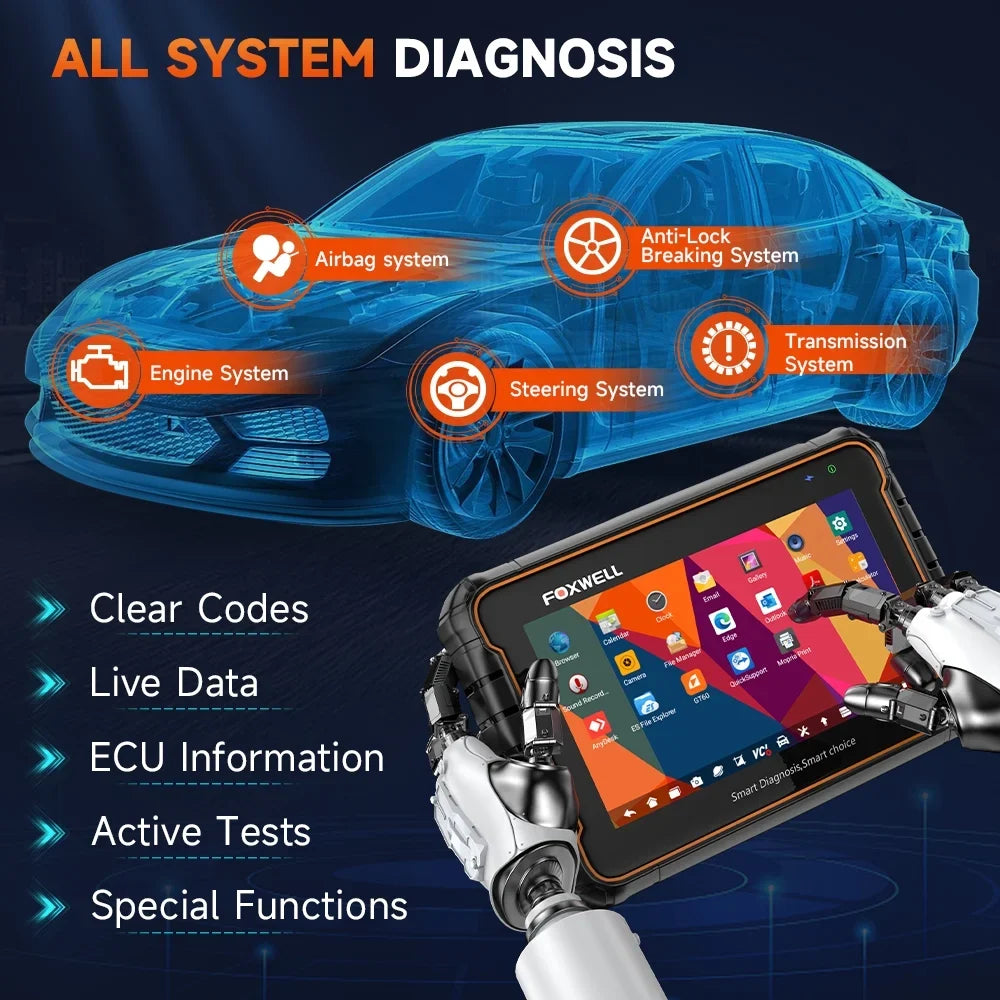 Foxwell GT60  Bluetooth OBD2 Scanner All System Automotive Diagnostic Scan Tool 24 Maintenance Functions  Bleeding Car Code Reader Auto Vin   Scanner Android Scan Tablet 2 Year Free Update