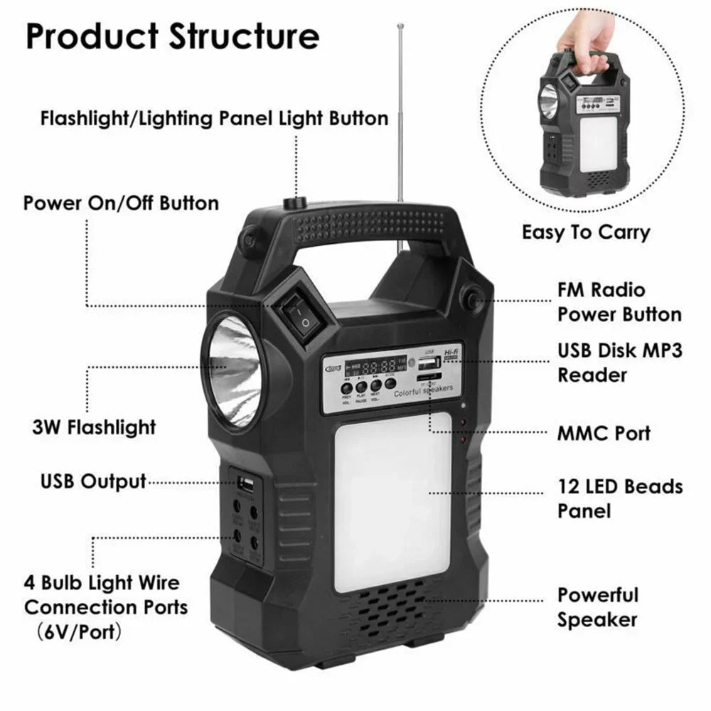 "Portable Power Station,Solar Generator with Solar Panel, Flashlights, Camp Lamps, Dual Way To Charge Power Station, Digital  display,for Outdoor Camping,Home Emergency Power Supply, Fishing"