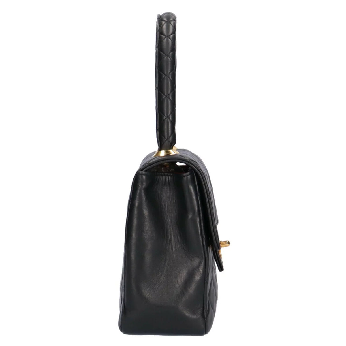 Pre-Owned Chanel matelasse handbag lambskin black ladies  (Good)