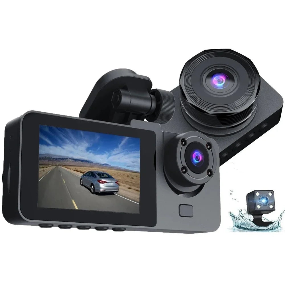 Car Video Recorder. 3 Camera Dash Car  Night Vision