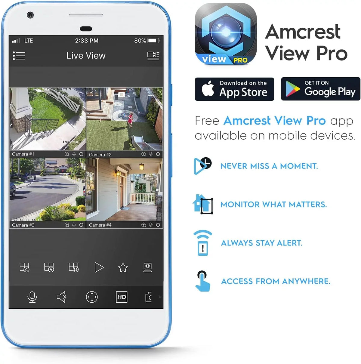 Amcrest  Turret  PoE Camera w/ 164ft Nightvision, Security  Camera Outdoor, Built-in Microphone, Human & Vehicle Detection, 129° , 5MP@20fps IP5M-T1277EW-