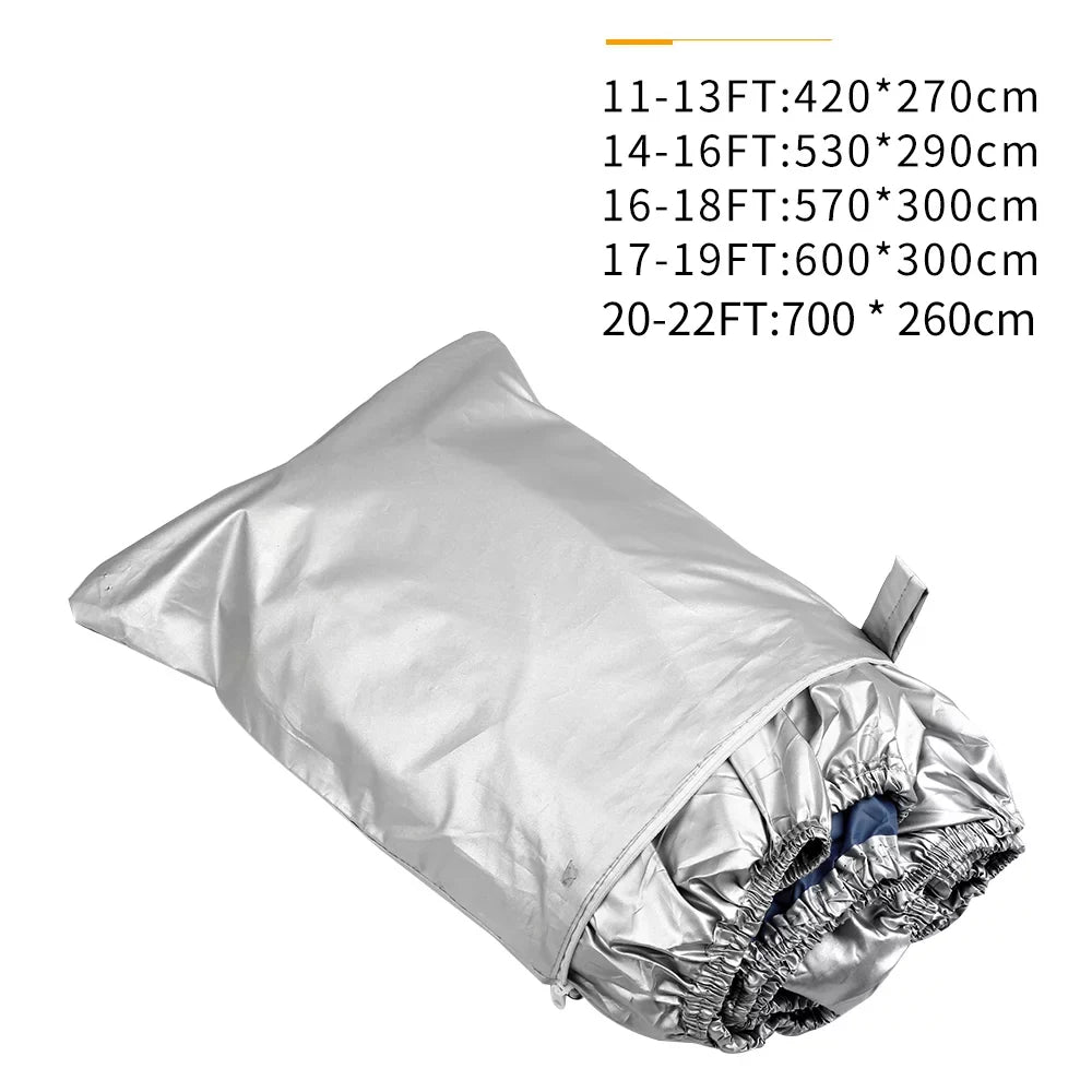 Gecheer Boat Cover Yacht  Protection Waterproof Heavy Duty Silver Reflective 300D Oxford Fabric -smashing Durable and Tear Proof Fits V- - Runabouts and Bass Boats 16-18FT