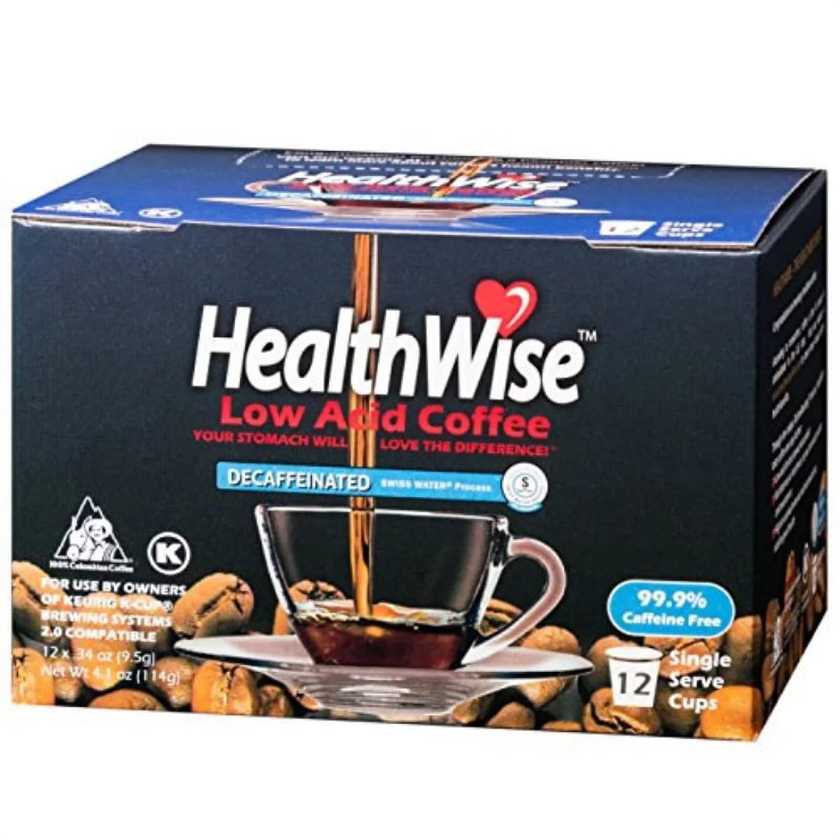 Healthwise Decaf Low Acid K-Cup Coffee Pods, 72 Count