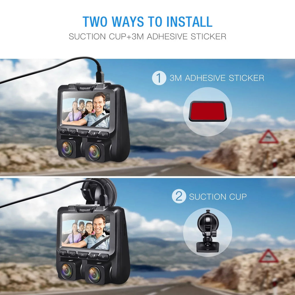 Full  Dual Dash Cam,  1080P+1080P Front and Inside Car Camera Dash Cams 3"  Dashboard Camera Black