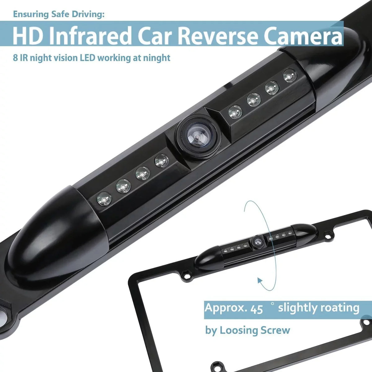 CAM115 Backup Camera Frame License Plate Compatible with Clarion, Dual, , Jensen, Stinger, Pioneer, SoundStream, Sony, Kenwood, , Rockford Fosgate,