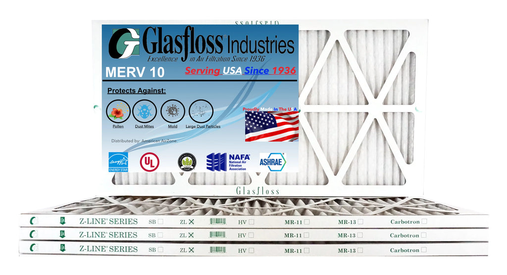 Glasfloss 15x30x1 -  10 -Qty:4 - Furnace Air Filter - Made in  (Actual Size: 14.5 x 29.5x7/8 inch)