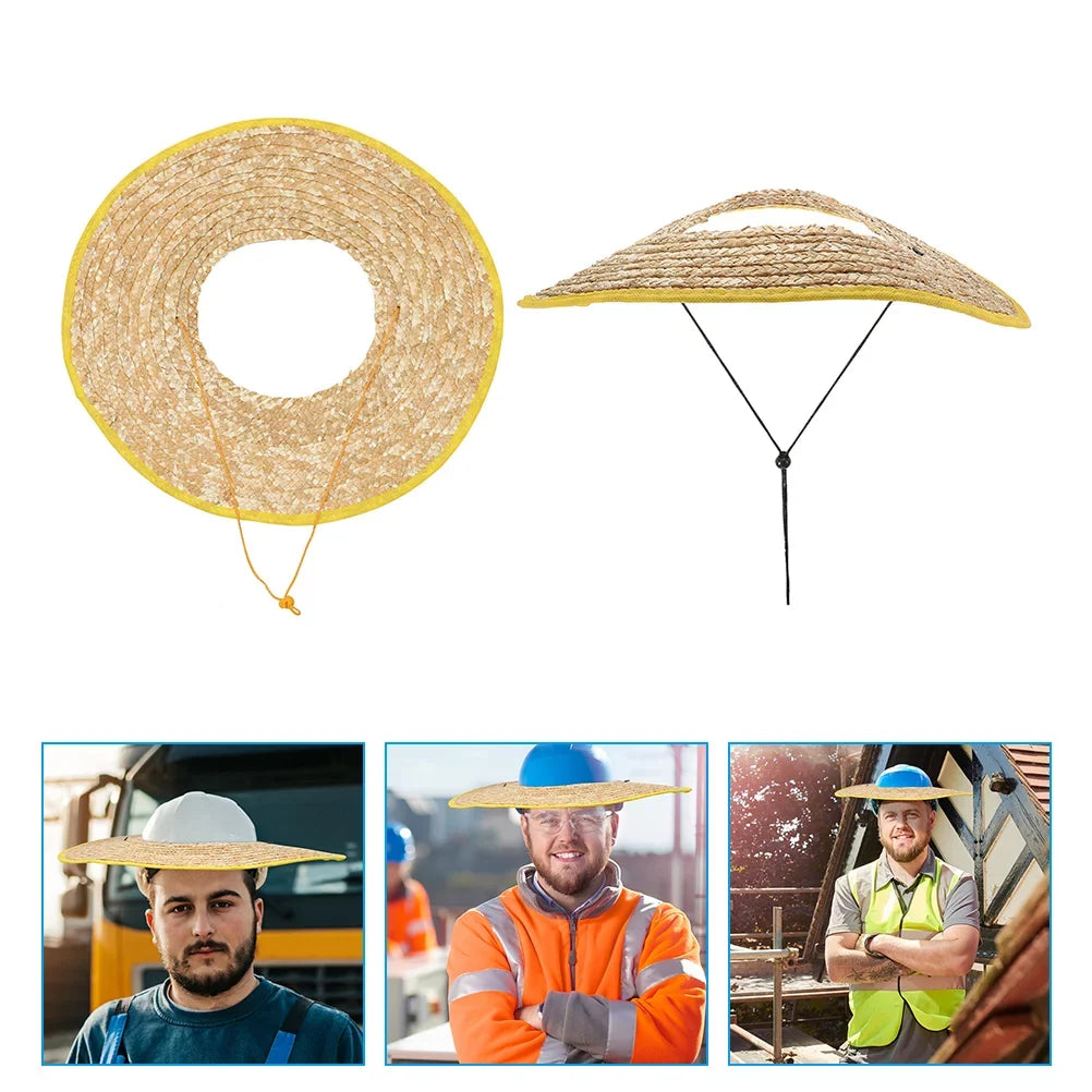 Qumonin Straw Hard Hat Sun Shade 2pcs Full Brim Visor