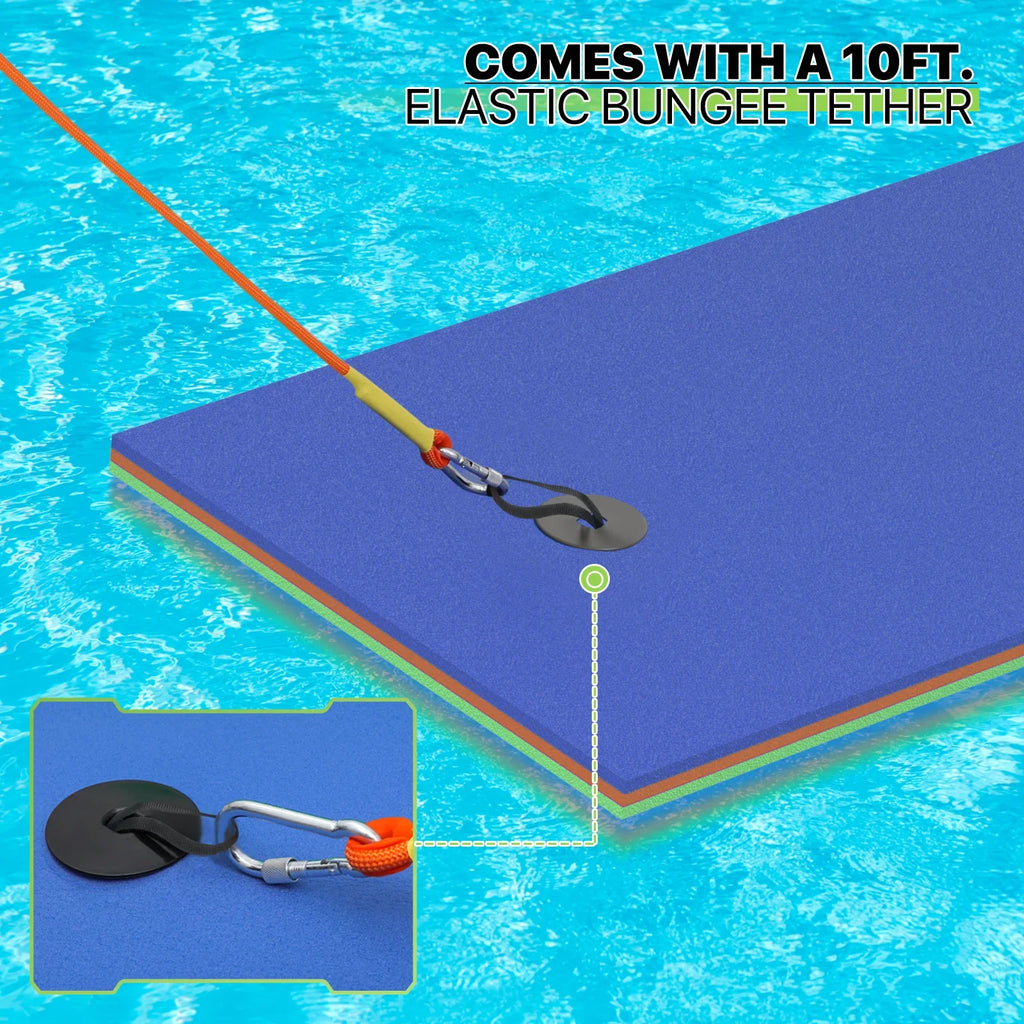 Magshion 6x2ft Floating Water Mat, 3-Layer Tear-Resistant  Foam Water Floating Pad, Lake Float Mat Lily Pad for Recreation Pool River Ocean Outdoor Water Activities, Blue