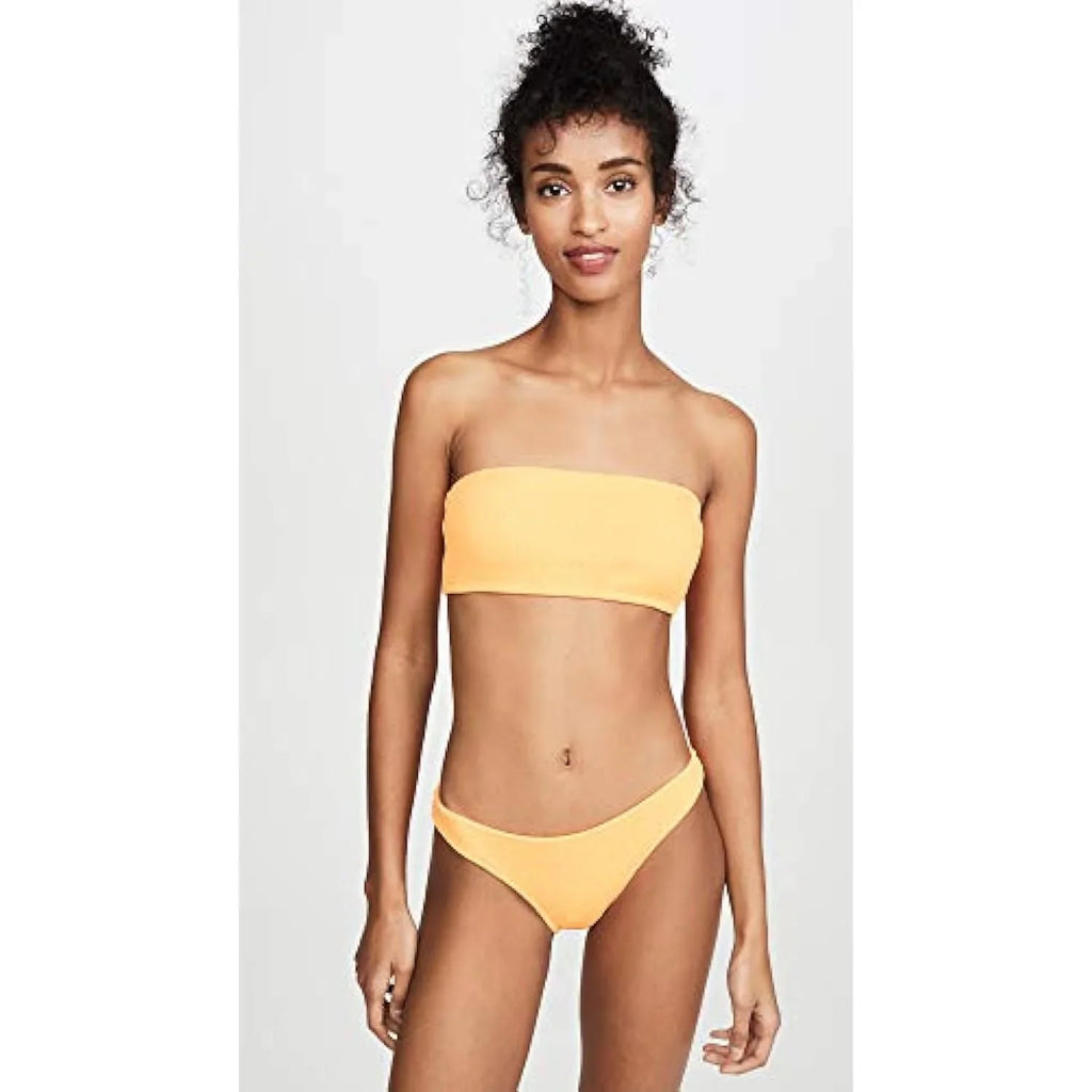 PilyQ Womens Textured Low-Rise Swim Bottom Separates Orange L