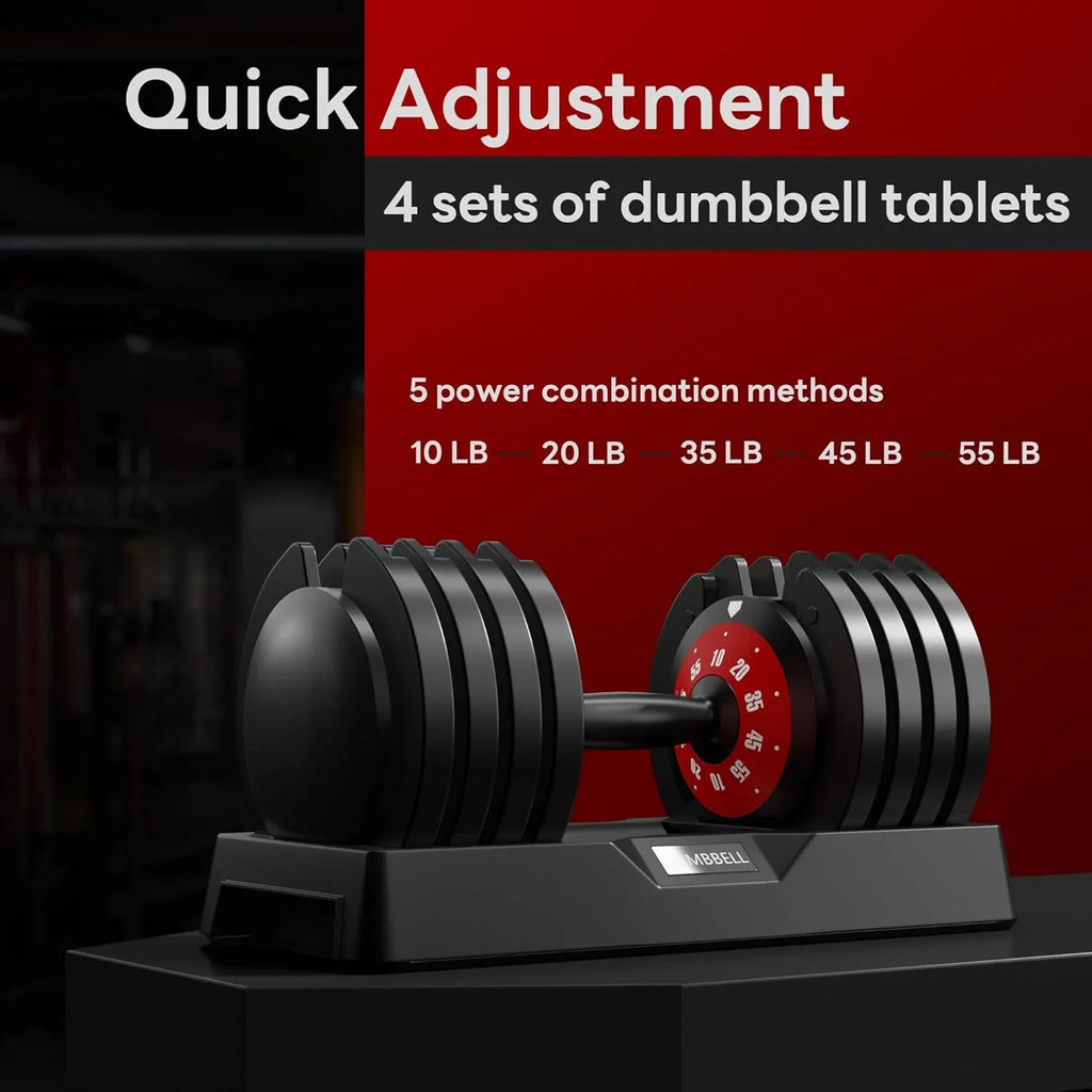 Soges Adjustable Dumbbells, 55lb Dumbbell with Anti-Slip Metal Handle, 5-in-1 Adjustable Free Weight Dumbbell, Home Gym Workout Equipment for Full Body Workout Fitness