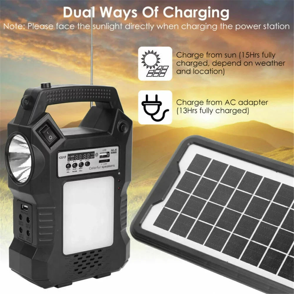 "Portable Power Station,Solar Generator with Solar Panel, Flashlights, Camp Lamps, Dual Way To Charge Power Station, Digital  display,for Outdoor Camping,Home Emergency Power Supply, Fishing"