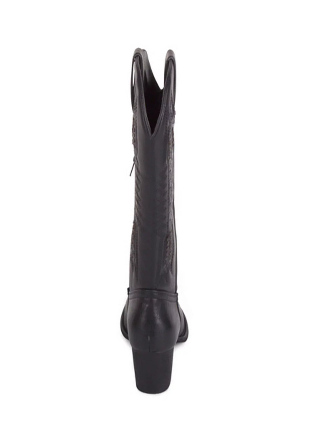 Womens Black Whip-Stitch Detailing Pull Tabs Woven Padded Texan Pointed Toe Block Heel Western Boot 5.5