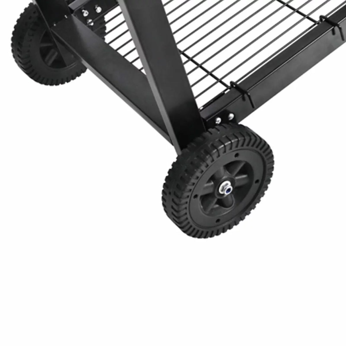 Anself Charcoal  Stand with Lower Shelf and Wheels Steel Barbecue Grill Black for Camping Cooking, Grilling, Smoking, Picnic, Hiking, Party, Garden, Patio 39.4 Inch Length