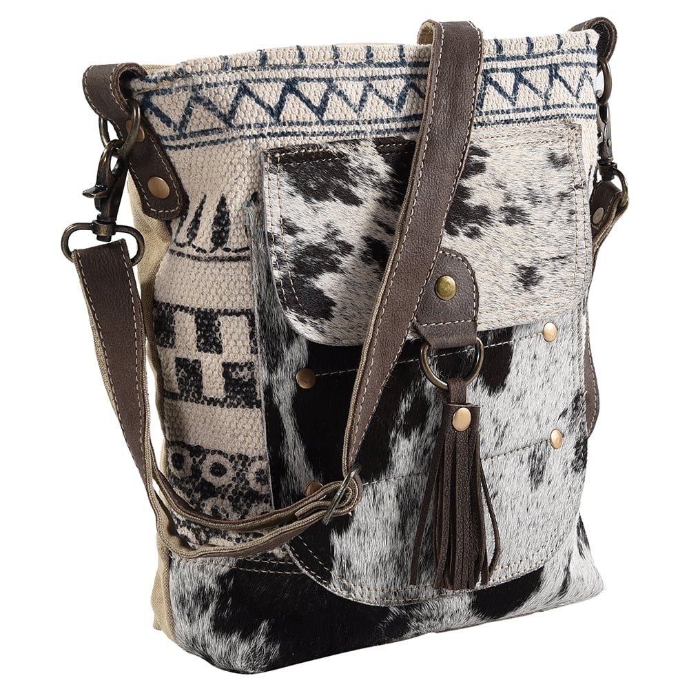 Upcycled Wool Upcycled Canvas Hair-on Genuine Leather women bag western handbag purse