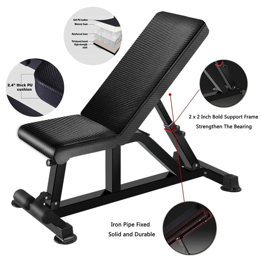 K  Adjustable Weight Bench, Exercise Dumbbells Bench for Full Body Workout,Foldable Workout Bench for Home Gym 700LB