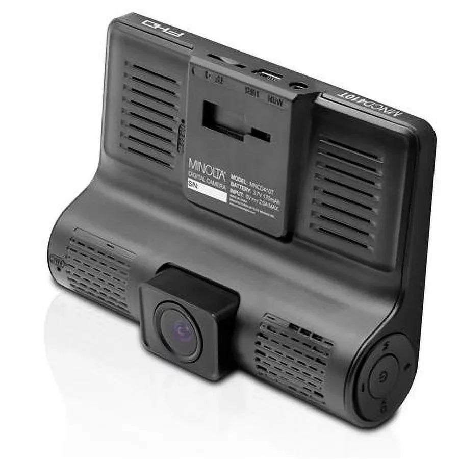 MNCD410T Full  Front and Rear View 4"  Screen Dash Camera with 3-Channel Recording, Black
