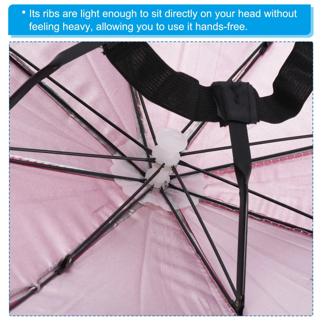 Uxcell  27.2" Umbrella Hat Set, 3Pcs Oxford Fabric Folding Single Layer Sun Rain Cap with Head Strip, Purple Blue Red