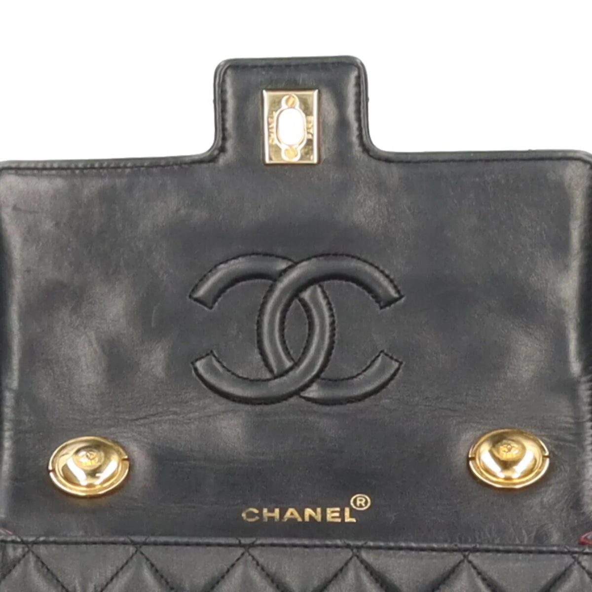 Pre-Owned Chanel matelasse handbag lambskin black ladies  (Good)